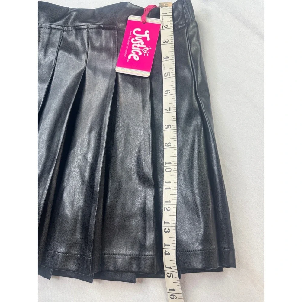 Justice XL 16/18‎ Plus Black Pleated Pleather Skort Faux Leather Skirt Emo Punk
